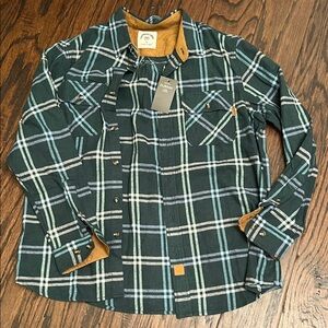 Green Plaid Flannel Button-Up Shirt Dubinik